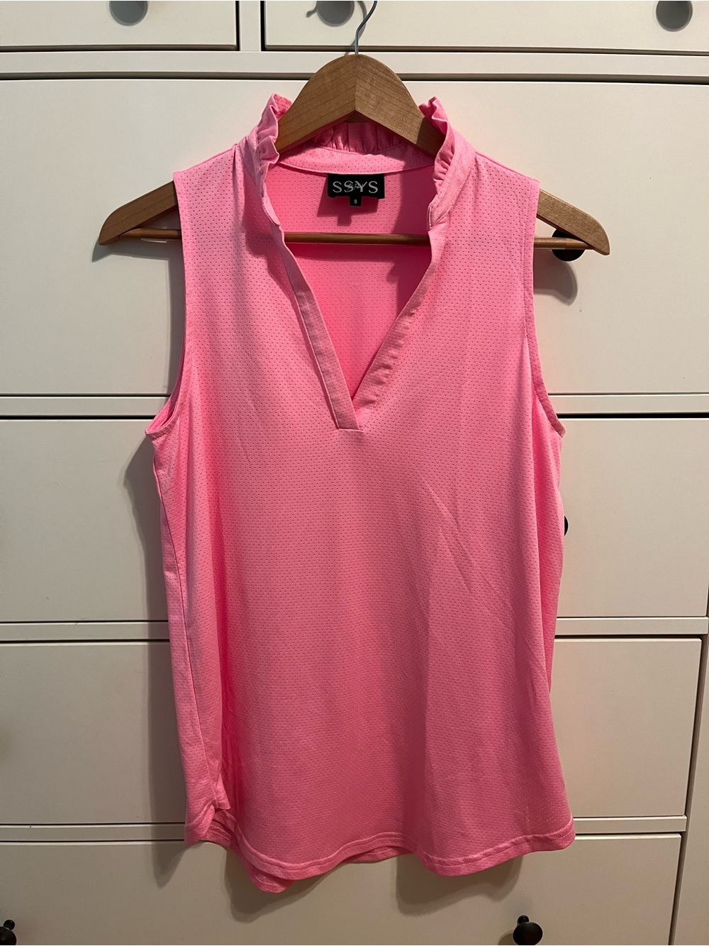 SSYS The Label — Pink Ruffle Collar Sleeveless Top